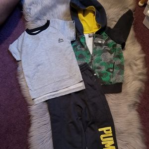 🛑SOLD✋️PUMA 24m Boy hoddie set + tee. 3pc Bundle set